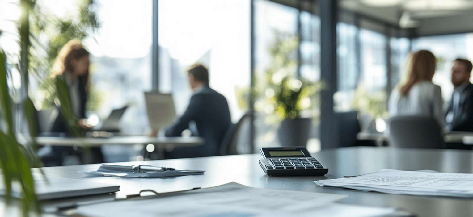 a meeting of a lawyer and small business operators calculating fees in their new lease